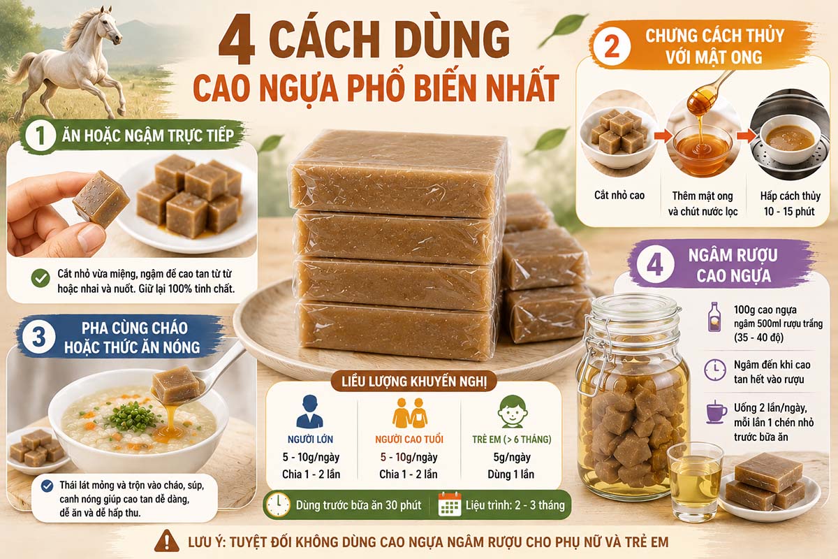 4 cách dùng cao ngựa phổ biến nhất