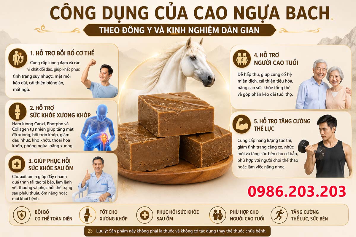 Công dụng của cao ngựa bạch
