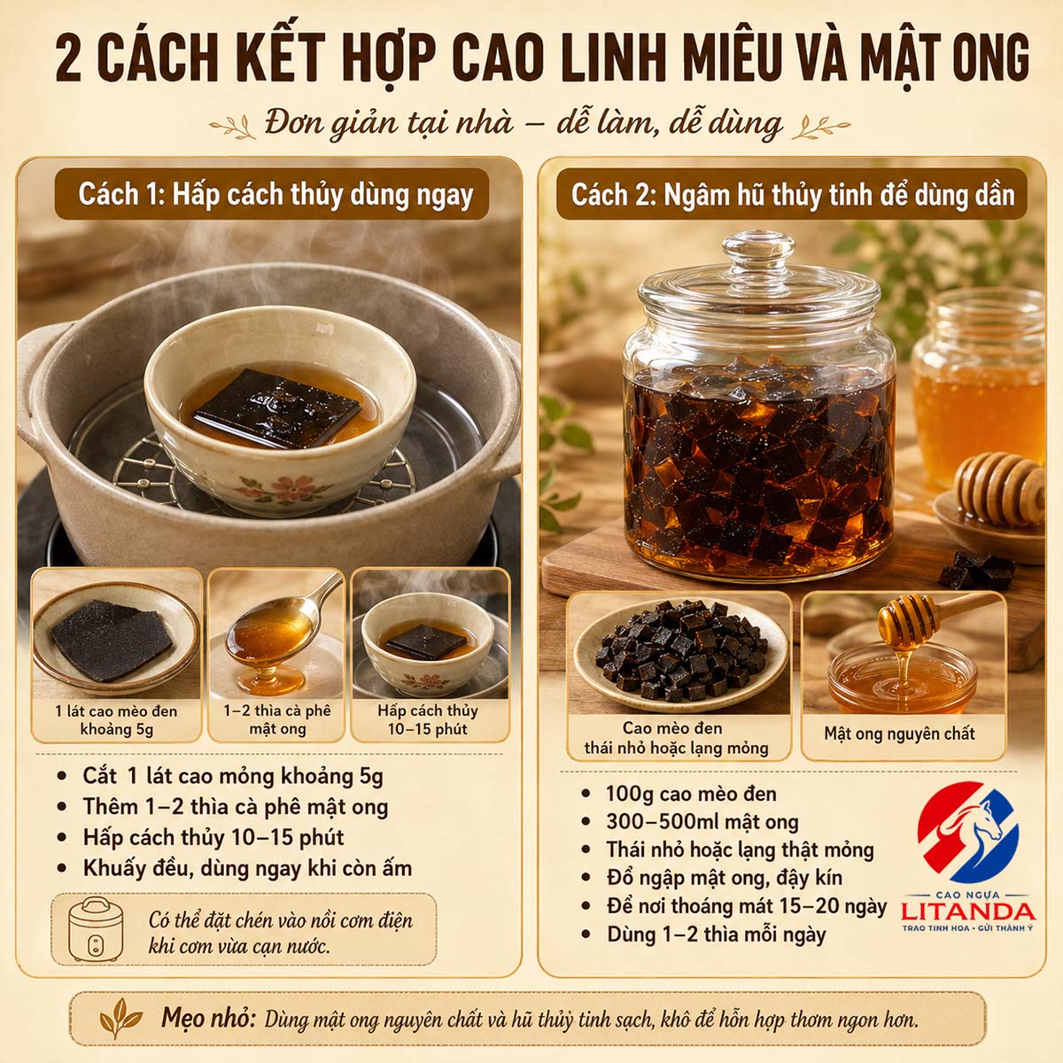 2 cách kết hợp cao mèo đen và cao mật ong dễ làm tại nhà