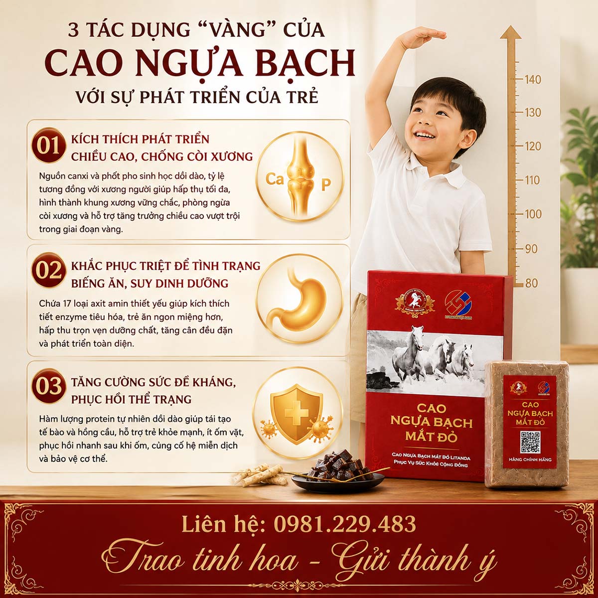 trẻ em dùng cao ngựa bạch có được không