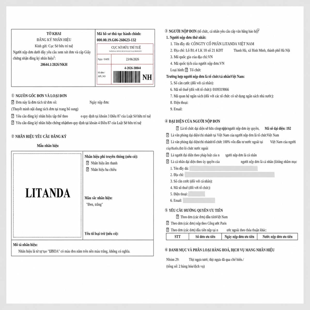 Đăng ký sở hữu thương hiệu Litanda