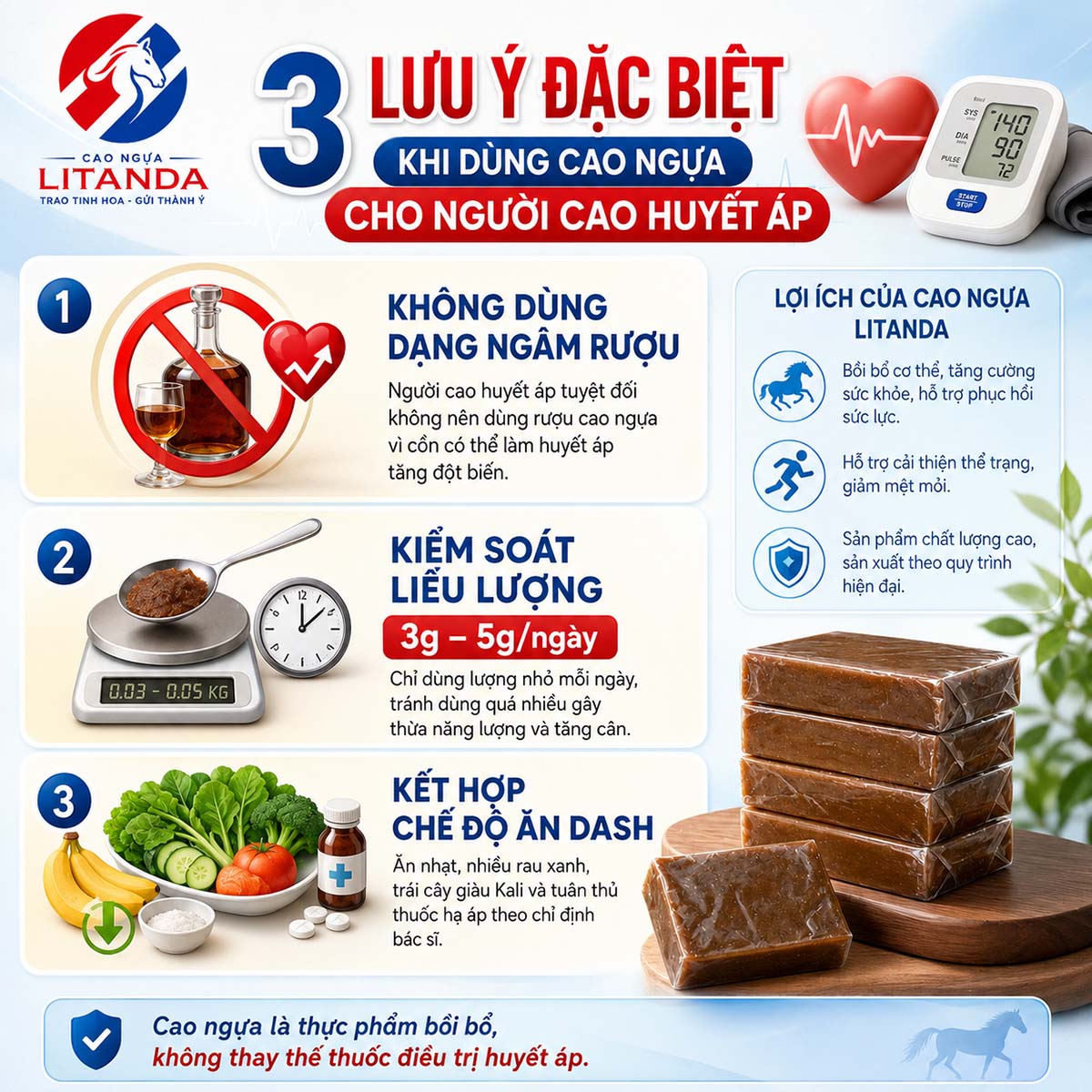 3 lưu ý đặc biệt khi dùng cao ngựa cho người cao huyết áp