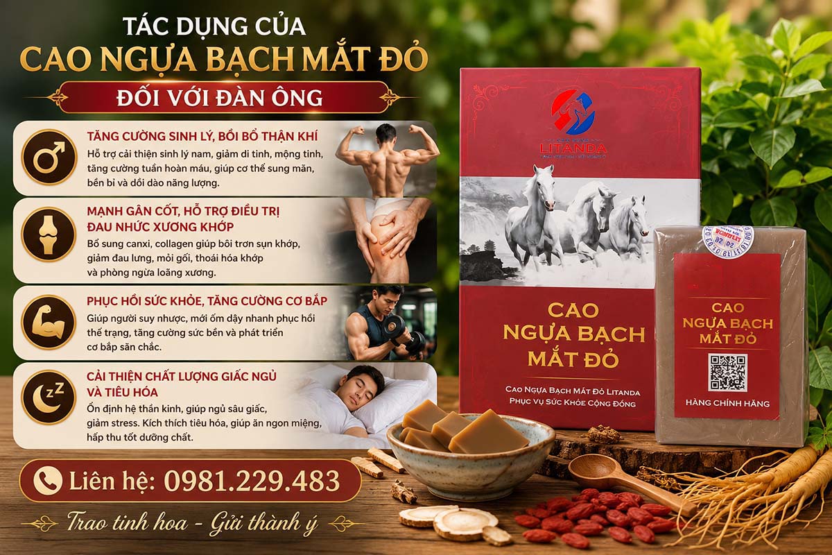 Tác dụng của cao ngựa bạch mắt đỏ (cao sập giường)