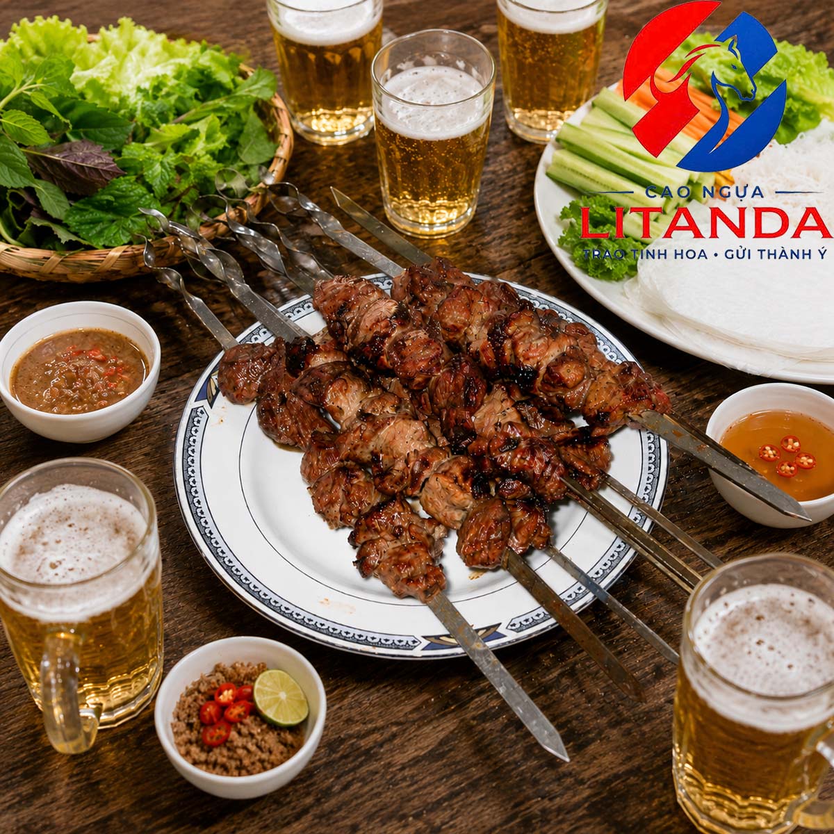 Thịt ngựa nướng xiên que - món đặc sản hao bia trên bàn nhậu