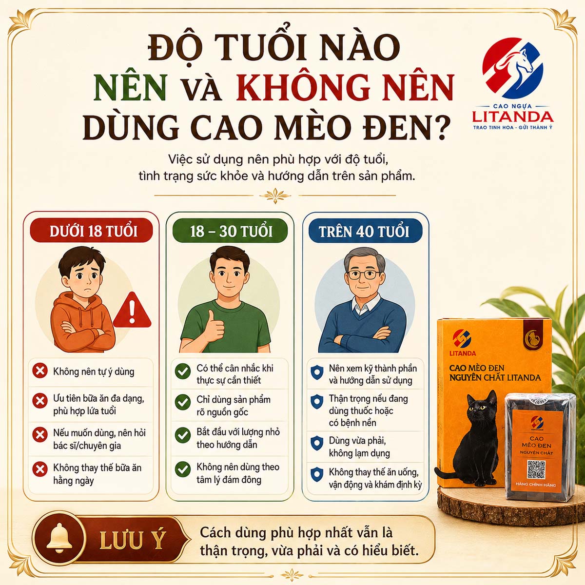 Độ tuổi nên và không nên sử dụng cao mèo đen