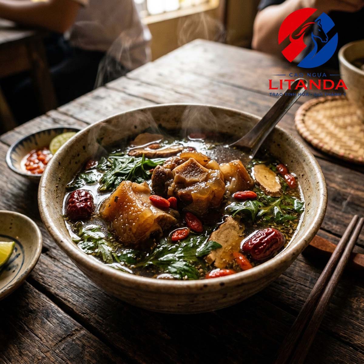 Đuôi ngựa hầm thuốc bắc, ngải cứu thơm lừng
