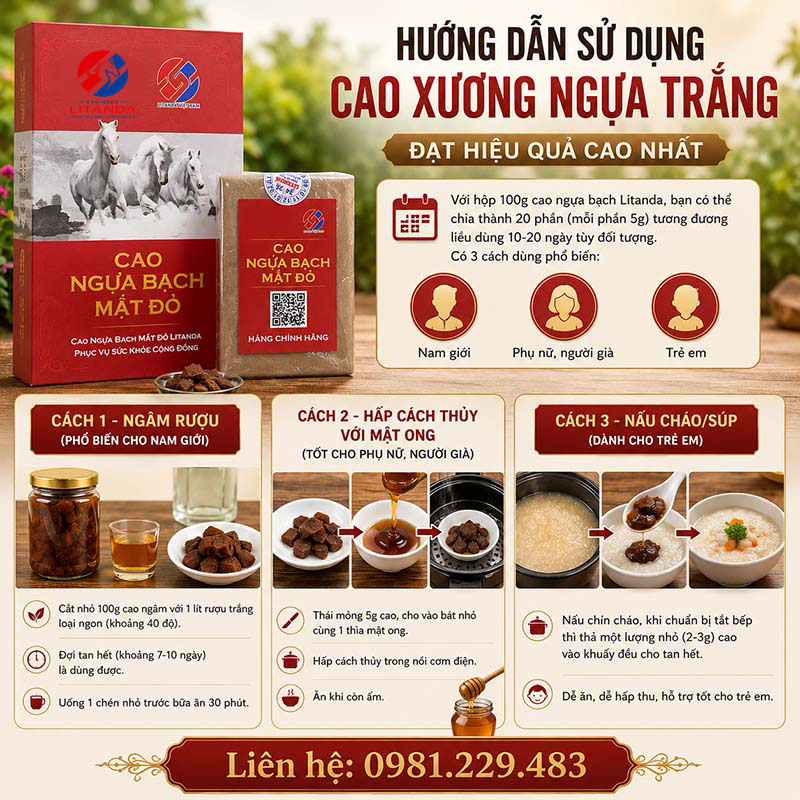Hướng dẫn sử dụng cao xương ngựa trắng